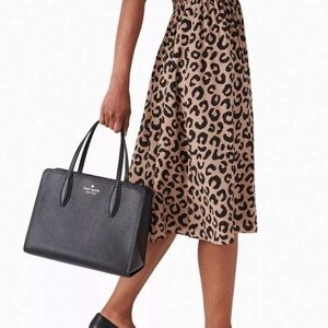 Kate Spade New York Rowe Medium Top Zip Satchel Black Crossbody Purse Pink